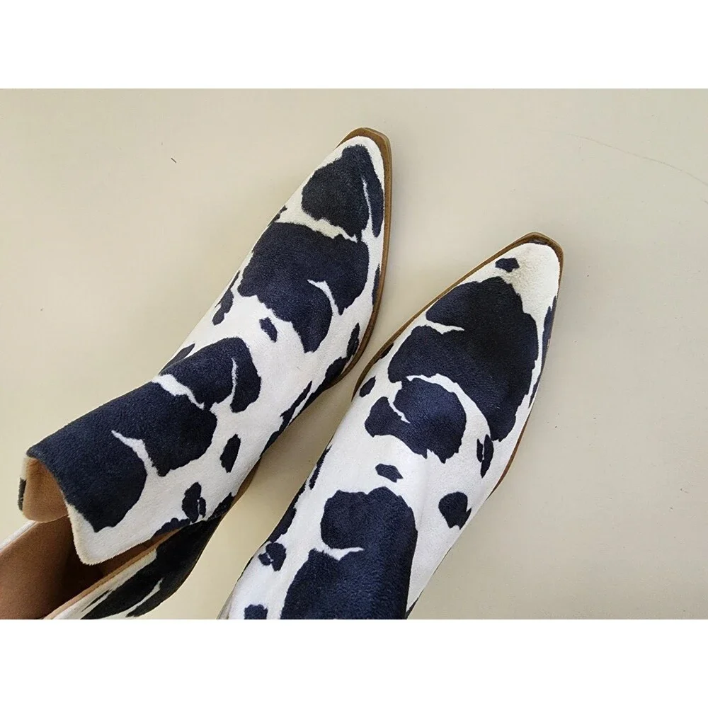 Barn Babe Boots Black& White Cow Print Booties Cowgirl Western Festival 8.5